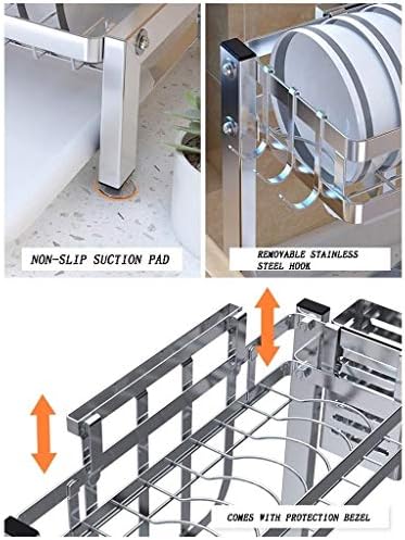 PDGJG stalak za suđe od nehrđajućeg čelika, 2 nivoa sa nosačem za pribor za jelo, stalak za čaše i odvodni nosač za kuhinjsku kontratu