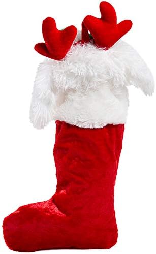 HollyHome božićne čarape animirane štene plišane čarape sa muzikom i lepršavim ušima Viseći Xmas Decoration