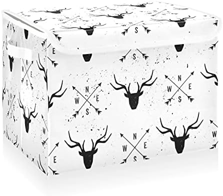 Kataku arrow Skladišta glave od jelena sa poklopcima, tkanina Velika spremnika Košarica za košare s ručkama Dekorativne kutije za pohranu za organiziranje odjeće