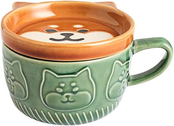 Nebel 300ml Japanska slatka čaša keramika Shiba Inu Panda Kawaii šalica za kavu sa poklopcem Početna Par doručak Kup za mleko za čam za kavu