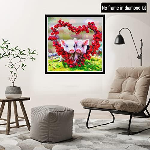 Rovepic okrugla puna bušilica 5d Love svinjska ruža Dijamantni setovi za slikanje, DIY boja s