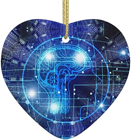 Umjetna inteligencija mozak božićni keramički privjesak za srce, 2022. Popularni porodični privjesak za