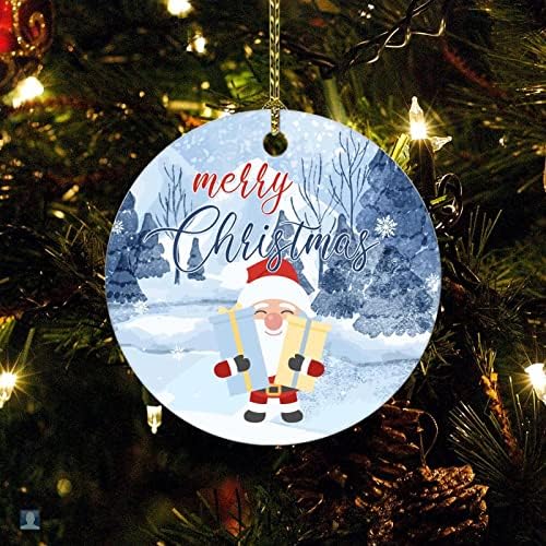 Merrychristmas božićno stablo 822 Xmas stablo kamion snježne pahulje snježne pahulje s dva strana tiskani krug porculanski odmor Xmas Drveni ukras pokloni