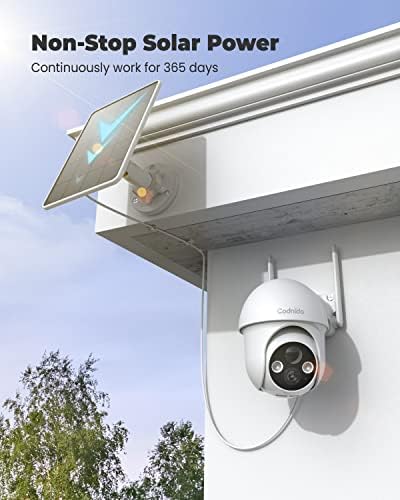Sigurnosna kamera Bežična vanjska, 2K solarna sigurnosna kamera, nadzorne kamere za baterije za dom sa noćnim vidom, PTZ kontrola, dvosmjerna audio, otkrivanje pokreta, kompatibilno sa Alexa