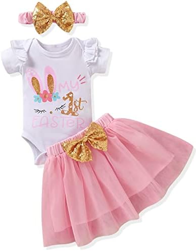 Fioukiay Newborn Baby Girl Easter Skirt setovi novorođenčad 1. Uskršnji dan odjeće za odjeću odjeće