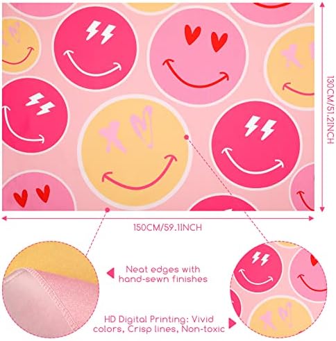 Slatka osmijeh za tapiserija Preppy Decor Decor estetske ružičaste zidne umjetnosti za tinejdžerske djevojke Soba Soba za spavaću sobu Dorm Dekor, 51,2 x 59,1 inča