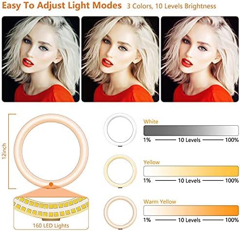 12 Selfie Ring Light sa postoljem za stativ 72 visok & amp; Mini stoni stativ, Peyou ring Light