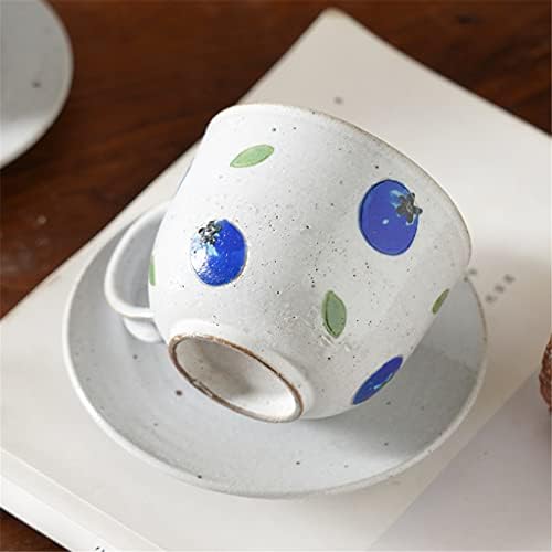 Czdyuf Stoneware Creative Retro keramička ručno oslikana šalica za kavu sa kockicama kašika za kašiku mlečni čam