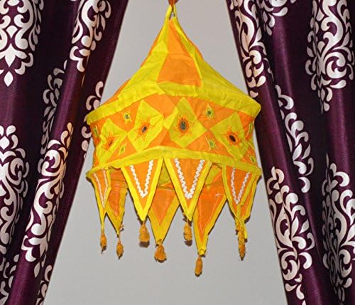 Prekrasne tradicionalne indijske viseće svjetiljke i nijanse Vez i ogledalo Rad Početna Dekor Art