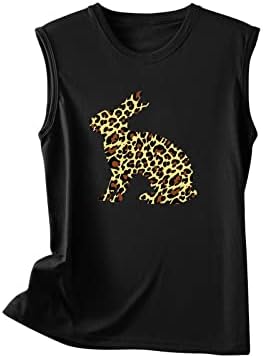 Ženske slatke zečje grafičke rezervoare Top Crewneck Leopard Print Tee Casual Summer Mahune bez rukava Top
