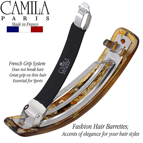 Camila Paris CP3331 Francuska kopča za ukosnicu za kosu za djevojčice, Zlatna, gumirana metalna kopča za čvrsto držanje kopče za kosu za žene, bez klizanja izdržljive i stilizovane ženske dodatke za kosu, napravljene u Francuskoj