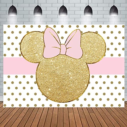 Withu Pink Gold Mouse Backdrop Baby Shower Cartoon Dot Princeza Djevojke Rođendanska Zabava Fotografija Pozadina