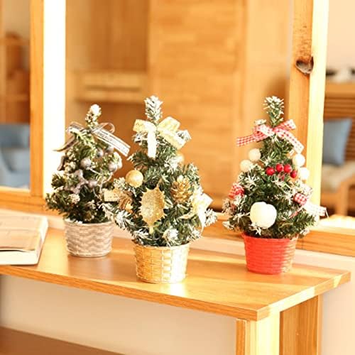 Jojofuny Living Stollop Mini za suknju ukrasi Dekor Xmas Cone Holiday Pine Bijela ornamentarna soba Početna Holly Berry Tree Desktop stabla luk veštački stol