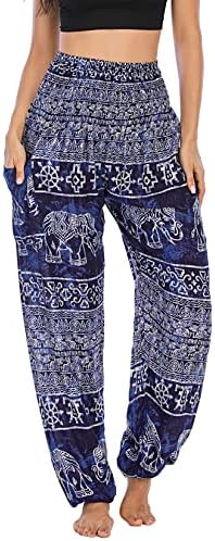 Lu's Chic ženske kravate dye harem hlače Thai Smared Struk ples Loše udobne duge hipi hlače