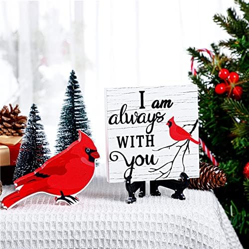 3 Set crveni Kardinal pokloni Decor Božić drvo simpatije pokloni za gubitak mama otac muž drveni Memorijalni