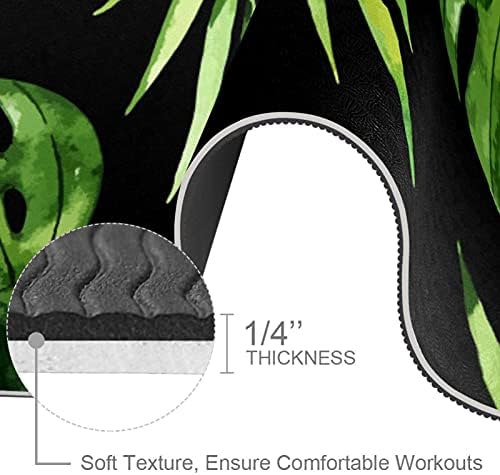 Tropski crni zeleni list Extra Thick Yoga Mat - Eco Friendly Non - slip Vježba & fitnes Mat Vježba Mat za sve vrste joge, Pilates i Kat vježbe 72x24in