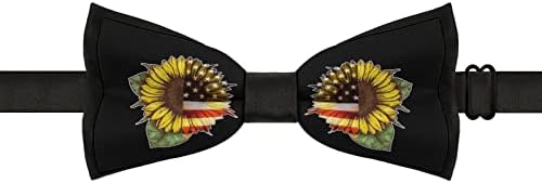 FORSJHSA suncokretova američka zastava muške prethodno vezane leptir mašne podesive štampane Novitetne kravate
