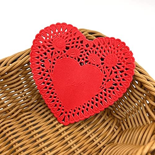 YSSAI 200 kom 4 inčni valentine Dan Heart Doilies Cutrout Papir čipkasti Doilies Valentine Craft poklon