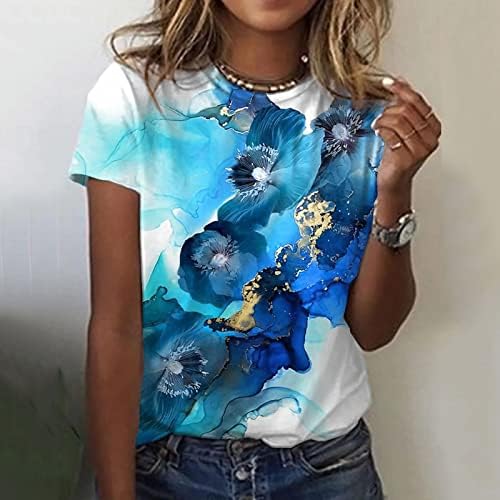Wocachi ženske osnovne majice, žene simpatične apstraktne cvjetne grafičke tiskane majice Vintage majice