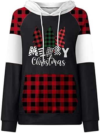 NOKMOPO božićni džemperi za porodičnu žensku modnu dugih rukava plairani božićni print duksevi