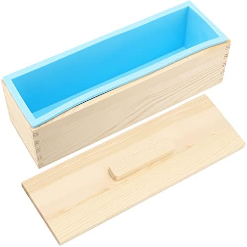Soujap 3 Pack 42 oz Silikonske sapune, fleksibilni pravokutni silikonski kalup sa drvenim kutijom i poklopcem,