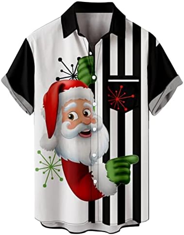 Xxbr božićni gumb dolje majice za muške kratki rukav smiješni Xmas Santa Claus Print Casual
