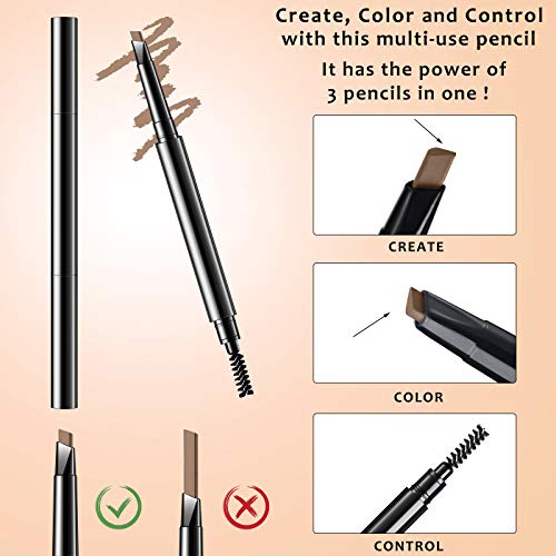 6 pakovanja olovka za obrve dugotrajna sa četkom, vodootporna olovka za uvlačenje obrva mehanički otporan