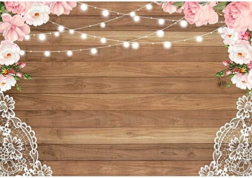 LIVUCEE 7x5ft poliesterska tkanina čipkasto cvijeće rustikalno Drvo pozadina za maturu 2022 svadbeni