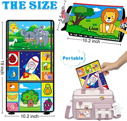Aboosam igračke za bebe 0-6 meseci-igračke za ogledalo za stomak sa platnenim knjigama & zubići - Montessori