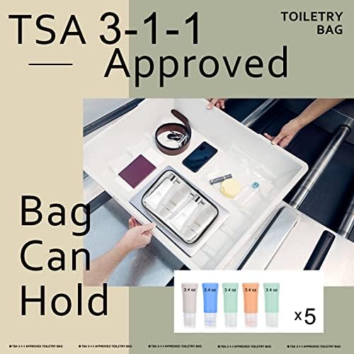 Moyad 2 paketa prozirnih torbi za šminkanje, TSA odobrena prozirna toaletna torba, prozirne putne torbe za kozmetiku za toaletne potrepštine, vodootporna PVC kozmetička torba za šminkanje Organizator torbica za žene muškarce koji putuju-Crna
