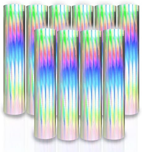 Stardustworkx spektar opal holografski toplinski prijenos vinil 10 paketa holografsko gvožđe na vinil dugin vinil sjaj HTV metalik HTV listovi Chameleon Iridescent 12 x10 za toplotnu prešu za hlađenje