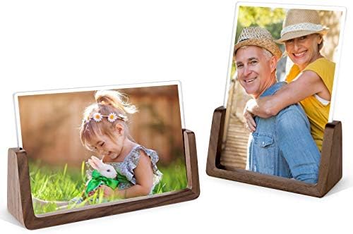 MUGOO FRAME SLIKE 2 Pakovanje - rustikalni drveni okviri za fotografije sa bazom od oraha i visoke rezolucije Break Free Akrilni poklopci stakla za tablicu ili desktop displej