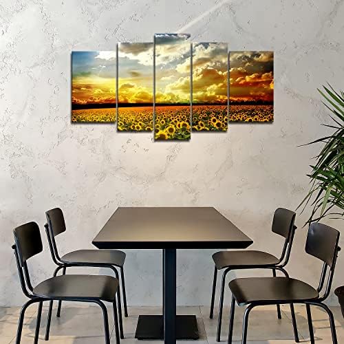 So Crazy Art-suncokret zid Art Decor Yellow Flower Under Sunset with Beautiful Sky Canvas Pictures