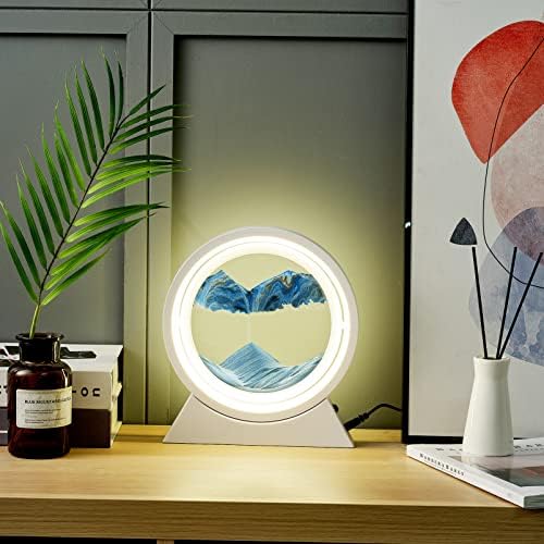 Pokretna lampa za umjetnički dekor s pijeskom, rotirajuća svjetlost živog pijeska za 360°, 3D Dubokomorska umjetnička slika s tekućim pijeskom aktivnost mirne opuštajuće igračke za uređenje kućne kancelarije kreativni poklon