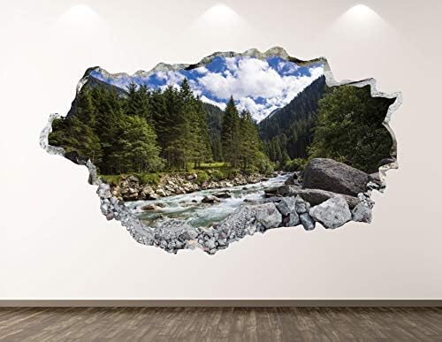 Mountain River Zidni ukras Umjetnički dekor 3D Smašena pejzažna naljepnica Mural Kids Room Custom Poklon