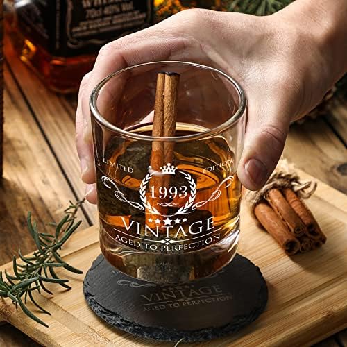 30. rođendan pokloni za muškarce Whisky Glass Set-30. rođendan dekoracije, potrepštine - 30 godina postojanja, bday pokloni Ideje za njega, Tata, muž, prijatelji-Wood Box & Whisky Stones & Coaster