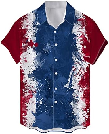 Bmisegm ljetne muške košulje muško ljeto Casual Dan nezavisnosti zastava Print Shirt kratki rukav okrenite