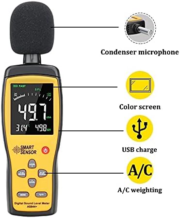 Jieseing digitalni zvuk Merač nivoa buke Decibel Audio tester 30 ~ 130 DBA boja LCD ekran Automobilski