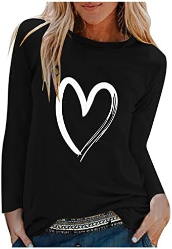 Fall Summer Top Tshirt za djevojčice 2023 Odjeća Trendy Dugi rukav Crewneck Cotton Heart Graphic Lounge