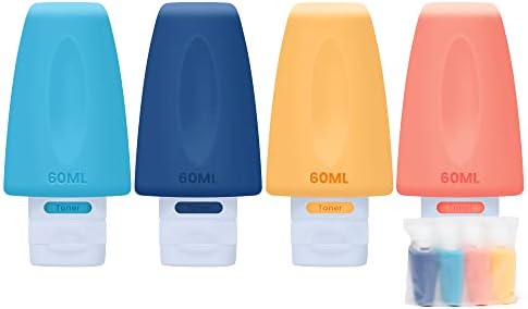 Yasuoa silikonske veličine puta, 2oz TSA odobrene turističke esencijane kontejneri 4 kom. 60ml Dopuštanje propuštanja za punjenje otkaznim putnim dodacima za putne boce za šampon gel za tuširanje
