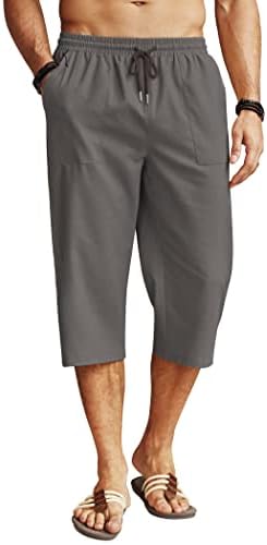 Coofandy muške posteljine Capri hlače casual lagane 3/4 baggy hlače nacrtajući elastičnu struku plaže joga hlače sa džepovima