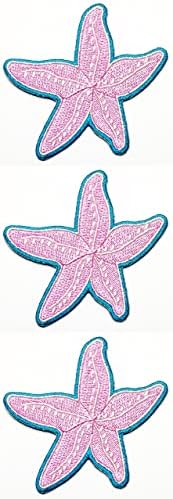 Jednomx 3pcs. Ružičasta zvijezda morska zvijezda zakrpa crtani naljepnica glačalo na zakrpama DIY Applique Emneided SEW Gvožđe na patch amblem kostim