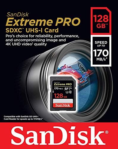 SanDisk 128GB SDXC Extreme Pro Paket memorijskih kartica radi sa Sony Alpha A5000, a5100, A6300, a6500 kamerom bez ogledala 4k V30 sa svime osim Stromboli Combo čitačem kartica