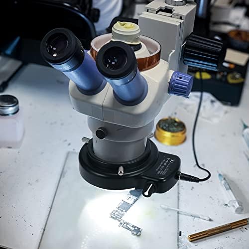 Annhua 144 LED prstenasti mikroskop podesivi iluminator, mikroskopska lampa LED prstenasti izvor svjetlosti za laboratorijske Stereo mikroskope, kameru i Mini Strug - Crni