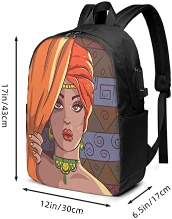 Wowsuo afrička ženska ruksak za laptop za Aldult tanak izdržljiv dnevni paket sa USB portom Travel Casual