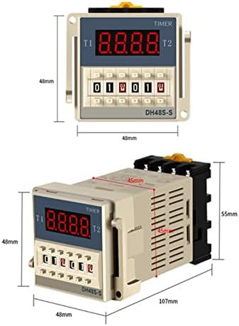 Wtukmo vremenski relej DH48S - s 0.1 S-99H digitalni AC 110 / 220V DC 12 / 24V ciklus ponavljanja SPDT programabilni tajmer prekidač sa utičnicom Din šina