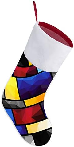 Geometrijski uzorak u Mondrian Stylu personalizirano božićno čarapa Xmas kamin Porodični zabava Viseće