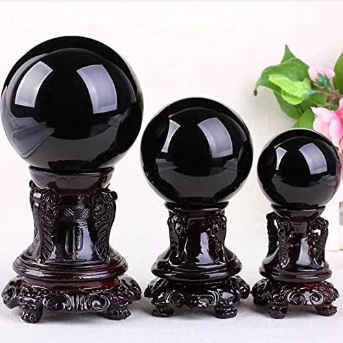 Meng Black Obsidian Crystal Ball prirodna dekorativna Lopta za gatanje za Fengshui Scrying, meditacija