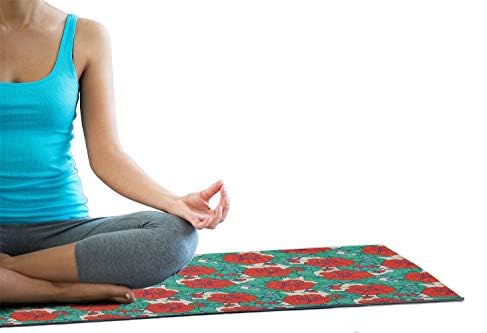 Ambesonne cvijeće joga mat ručnik, hibiskusni buketi uzorak egzotični pupoljci napušta cvjetaju tropsko, ne klizajući znoj apsorbent joge pilates pokrivač za vježbanje, 25 x 70, grenoj
