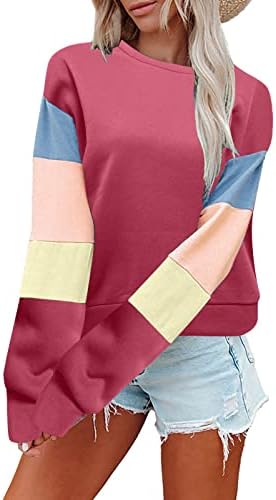 RUZIYOOG ženska boja blok dukseri s posadom CREW CALGLE Ležerne prilike Ležerne prilike Labavi pulover jesen